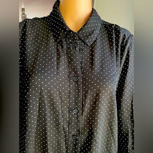 Lane Bryant black & white business blouse with double buttons